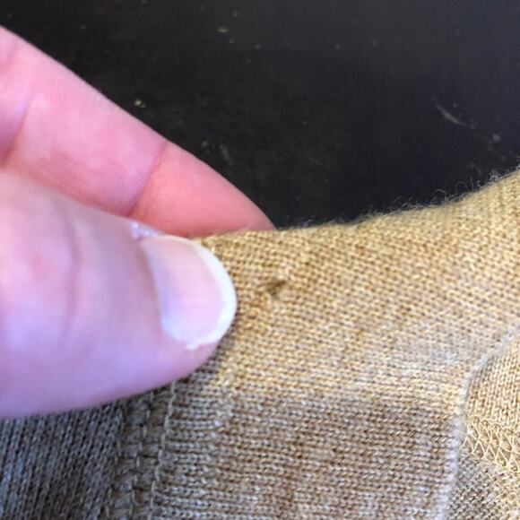 Tory Burch tan v neck button merino wool cardigan size Extra Small XS - flawed - Picture 7 of 13